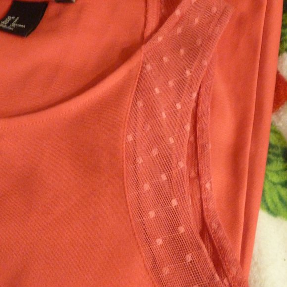 H&M Sleeveless Red Skater Dress w mesh finish Sz S - Picture 6 of 8